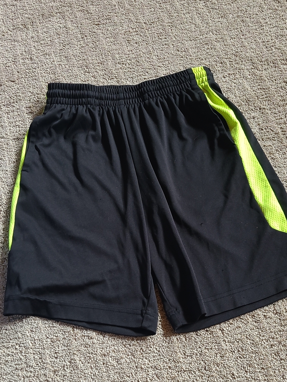 tek gear Black Shorts with Neon Yellow Side Panels